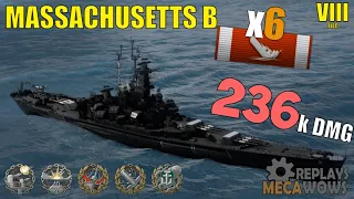 Massachusetts B 6 Kills & 236k Damage | World of Warships Gameplay