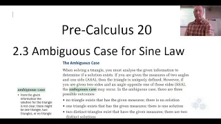 PC 20 2.3 Ambiguous Case for Sine Law (#2of2)