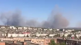 Небо над городом Губкин. После очередного взрыва на ЛГОКе. Май 2019.
