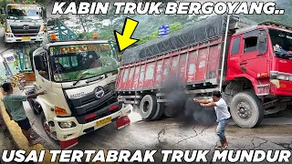 Terekam Detik Detik Kabin Truk Trailer Bergoyang, Usai Jadi Korban Truk Mundur di Sitinjau Lauik