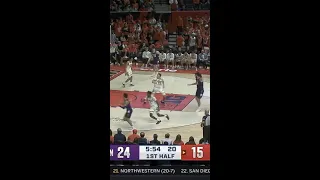 Coleman Hawkins Steal Sencire Harris One-Hand Jam vs. Northwestern | Illinois Men's Basketball