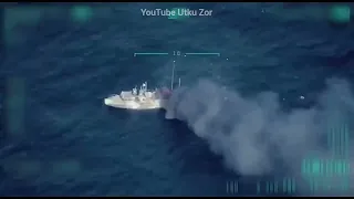 Bayraktar TB-2 of the Ukrainian Navy destroys the Russian Patrol boat