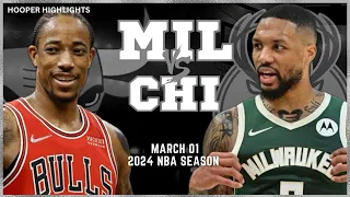 Milwaukee Bucks vs Chicago Bulls Full Game Highlights | Mar 1 | 2024 NBA Season