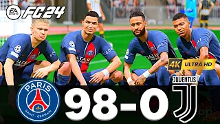 FIFA 24 - MESSI, RONALDO, MBAPPE, NEYMAR, ALL STARS | PSG 98 - 0 JUVENTUS