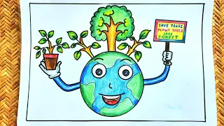 Van Mahotsav Drawing / Van Mahotsav Poster Drawing / Save trees Save Earth Drawing