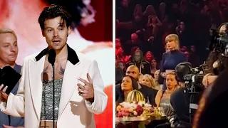 Taylor Swift's reaction to Beyoncé's fans heckling Harry Styles during her Grammy speech is go viral