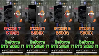 RYZEN 7 5700G vs 5800X vs RYZEN 5 5600G vs 5600X with RTX 3080 Ti (7Games / FHD / 1080p)