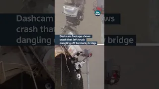 Dashcam footage shows crash that left truck dangling off Kentucky bridge #itvnews