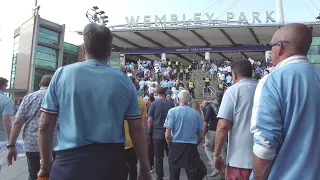 Man City fans on the march back to Wembley Park Station