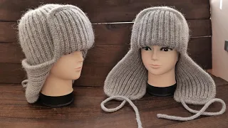 Тренд Осени 🔥 ШАПКА УШАНКА спицами 👑 Knitted Earflap Hat