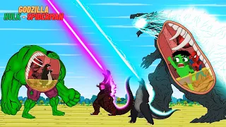 TEAM GODZILLA ATOMIC BREATH vs BIG HULK & SPIDERMAN: If Boundary Changes? | Godzilla Cartoon