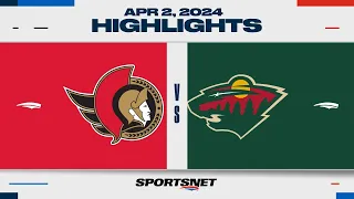 NHL Highlights | Senators vs. Wild - April 2, 2024