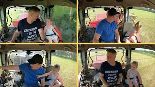 07/09/23.  A Townie on a tractor  Mikey and Millie cart some big bales.