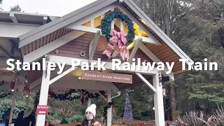 Stanley Park Railway Train Ride in 4K during Bright Nights Christmas Eve Vancouver BC Canada