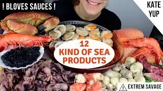 HUGE ASMR MUKBANG ! KING CRAB LEGS, STONE CRAB, SALMON, LUMPS ROE AND OTHERS !!