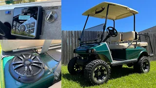 $120 Bluetooth Marine Stereo & Speakers Installed In Golf Cart and I CANT Believe How It Sounds!!!