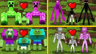 MUTANT MOBS FAMILY IN MINECRAFT ZOMBIE CREEPER ENDERMAN SKELETON GOLEM BATTLE HOW TO PLAY