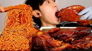 ASMR MUKBANG SNS에서 핫한 제주담은족발 통족발과 불닭볶음면 먹방 FIRE NOODLES PORK HOCKS EATING SOUNDS ブルダック炒め麺