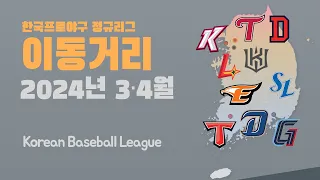 프로야구 정규리그 3·4월 이동거리 (2024년)