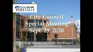 Post Falls Special City Council - September 29, 2020