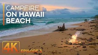 8HRS Campfire on Hawaiian Beach at Sunset - 4K Calming Ocean Waves & Crackling Fire Sounds #3