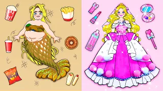 Transformación de sirena rosa rapunzel en una hermosa | Muñecas De Papel DIY | Barbie Colombia