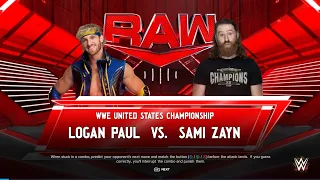 ❤️🔥WWE 2k24 🔥UNITED STATES CHAMPIONSHIPLOGAN PAUL VS. SAMI ZAYN