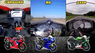 Honda CBR600RR 🆚️ Yamaha YZF R6 🆚️ Kawasaki ZX6R | Top Speed & Acceleration 🔥🔥🔥