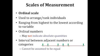 Scales / Levels of Measurement; Nominal; Ordinal; Interval; Ratio