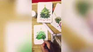 Draw New Years cards. Christmas tutorial video. Рисуем новогодние открытки.