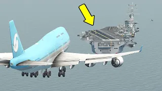 BOEING 747 FAILED TO EMERGENCY LANDING ON AIRCRAFT CARRIER | X-PLANE 11