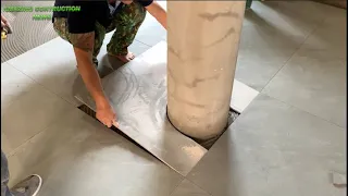 Professional Technique Construction Of Large Size Living Room Floor Using 80 x 80cm Ceramic Tiles
