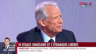 Guerre Israël-Hamas : critiqué pour ses propos sur Israël, Dominique de Villepin répond sur LCI