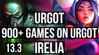 URGOT vs IRELIA (TOP) | Quadra, Rank 7 Urgot, 900+ games, 1.2M mastery, 12/3/9 | KR Master | 13.3