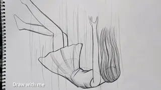 how to draw a girl falling from the sky