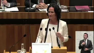 Eva Glawischnig in der heutigen Sondersitzung (4. Mai 2015)