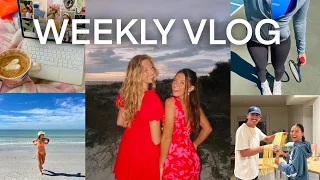 a week in my life vlog: galentines with friends, first beach day, and back in my routine!