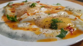 Turkish Poached Eggs Recipe ♥️ ( Cilbir ) | Healthy And Quick Breakfast Recipe by CookWithLubna