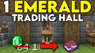 EASIEST Villager Trading Hall Minecraft Bedrock 1.20! ALL 1 EMERALD TRADES