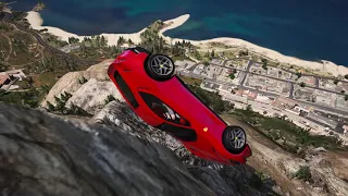 GTA 5  Cliff Drops & Jumps with Real Car Mods - (crash testing real car mods in gta v)