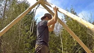 Make a Tripod Hoist and Move Logs While Building a Cabin Alone