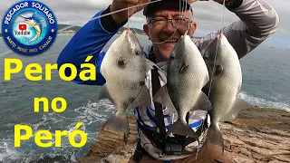 PESCARIA de COSTÃO no MORRO da PRAIA do PERÓ CABO FRIO, MUITO PEROÁ PORQUINHO, PRAIA DAS CONCHAS