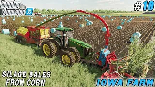 Chopping corn and making silage bales | Iowa Plains View | Farming simulator 22 | Timelapse #10