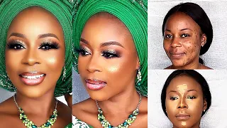 BRIDAL MAKEUP TUTORIAL | NIGERIAN BRIDAL MAKEUP AND GELE TRANSFORMATION