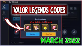 Valor Legends Gift Codes March 2022 | Valor Legends Redeem Code 2022 redeem code game