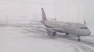 Взлет в сильную метель | Airbus а320 а/к Аэрофлот Уфа - Москва