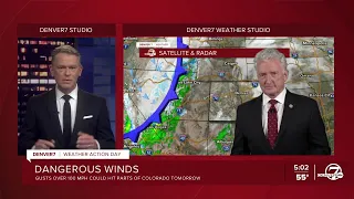 Wind gusts over 100 mph could hit parts of Colorado tomorrow