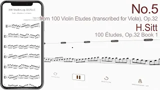 No.5 from 100 Violin Etudes (transcribed for Viola), Op.32 | H.Sitt【 Viola Sheet Music 】