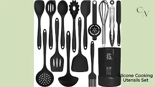 Silicone Cooking Utensils Set - 446°F Heat Resistant Kitchen Utensils,Turner Tongs,Spatula,Spoon