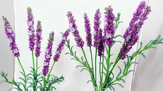 Лаванда из бисера Часть 1 МК от Koshka2015 - цветы из бисера, бисероплетение, МК Соцветия  lavender